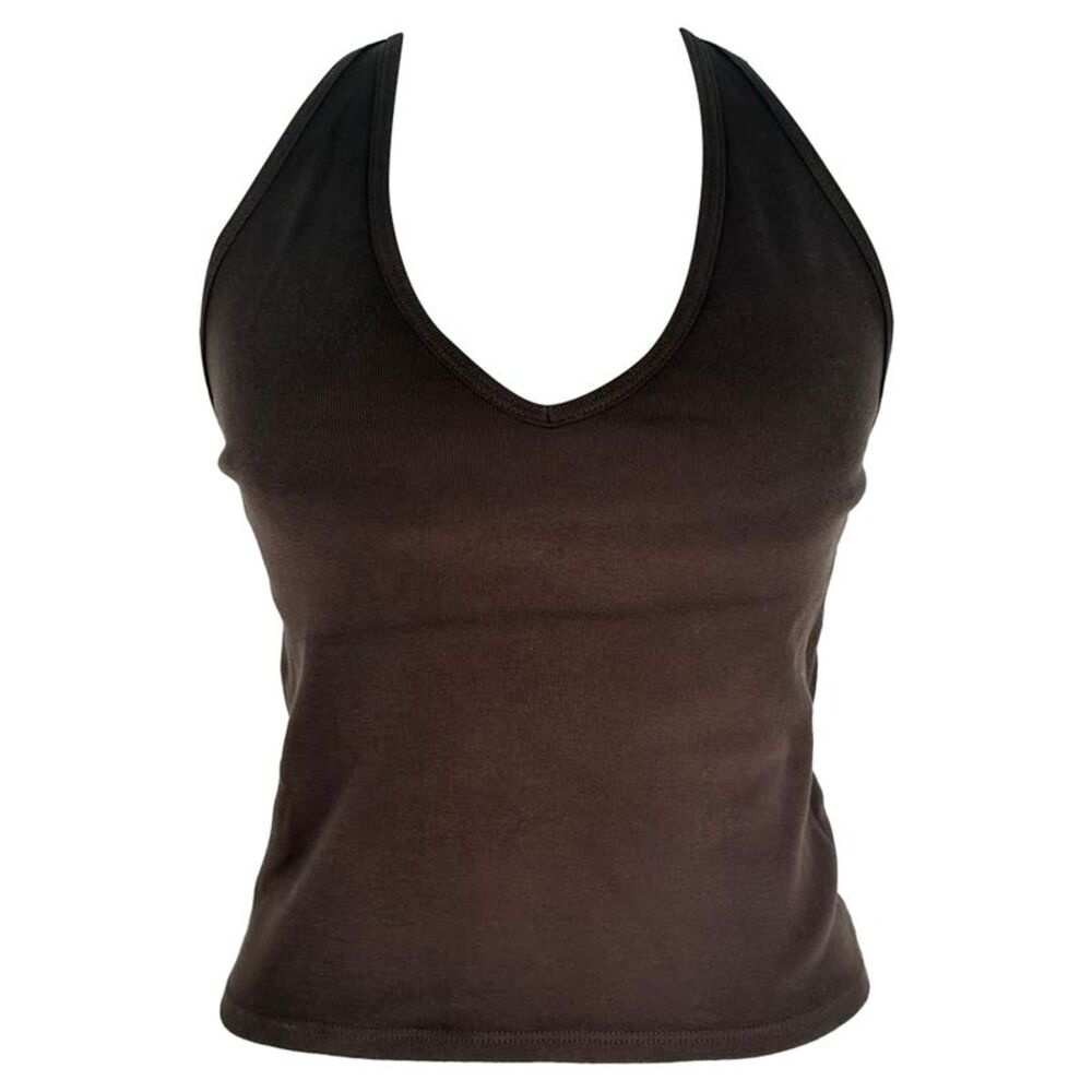 Nili Lotan Halter Blouse in Brown Cotton